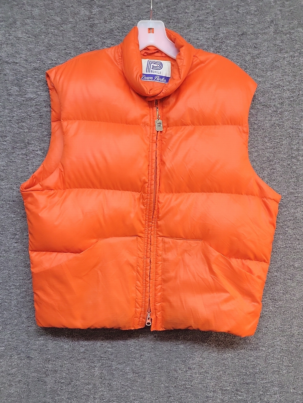 Vintage Profile Orange Puffer Vest Down Filled Mens Size Medium?